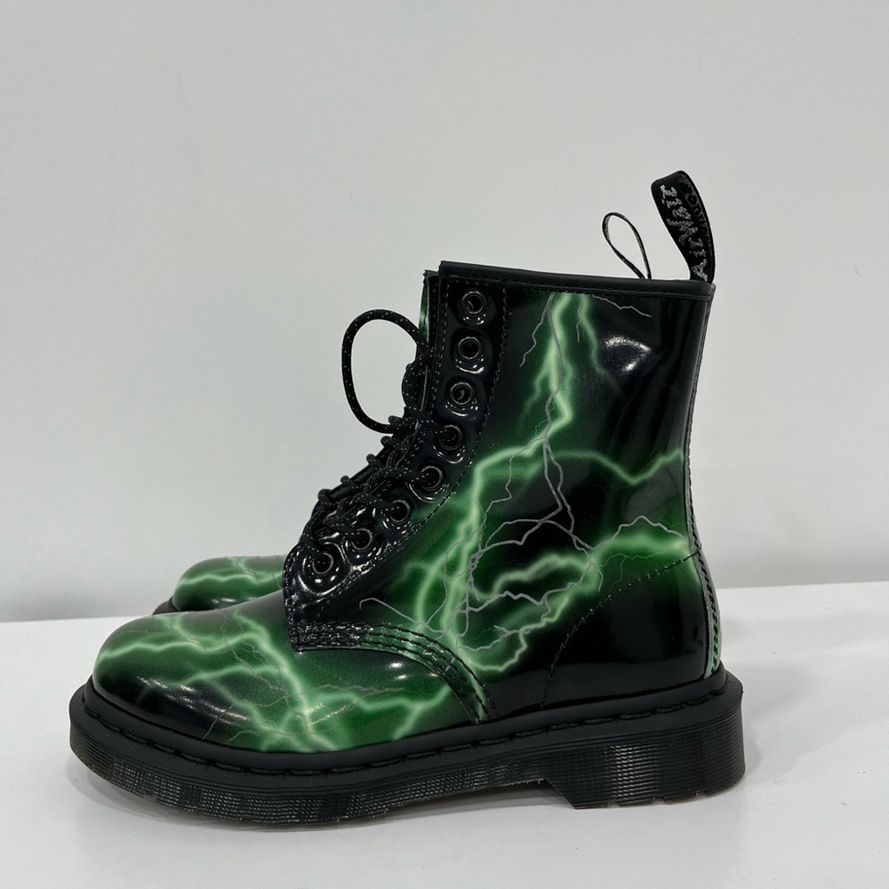 DR. MARTENS 1460 FLASH SMOOTH LEATHER BOOTS HALLOWEEN LIGHTNING SIZE 5 - Picture 2 of 6